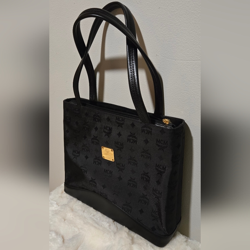 MCM Black Nylon Canvas and Leather Tote Bag NWOT